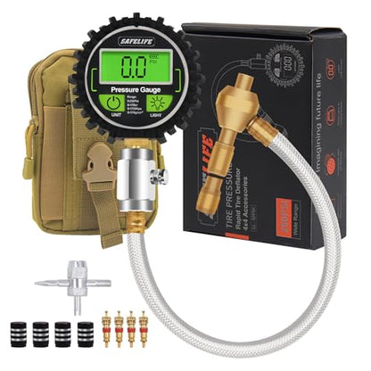 SAFELIFE 4x4 Digital Tire Deflator kit，Professional Tire Pressure Gauge 250PSI, Rapid Air Down Tire Deflators Offroad Accessories