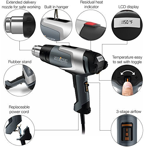 Steinel HL 2020 E Automotive Kit - incl. hot air Gun with LCD-Display & Variable Temperature, Heat Tool Set for Repairing and Welding tarpaulins, Window tinting, auto Body Welding