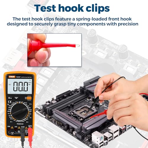 2 Wire 30 ft Retractable Test Leads with 4 mm Banana Plugs and Multimeter Test Leads Kit, Gold-Plated Test Probes, Alligator Clips, Test Hook Clips, Wire Piercing Back Probes and Spade Connectors