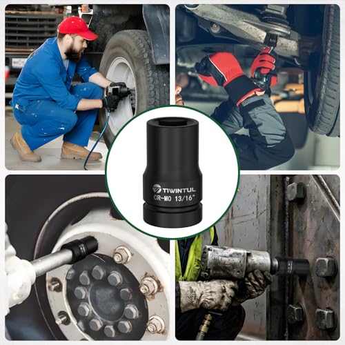 13/16" Impact Socket 1" Drive, for Truck Axle Nuts & Hub Removal | Square, 6 Point Design, CR-MO ANSI Certified, Heavy Duty Socket 1 Inch Drive for Suspension & Heavy Equipment Maintenance - size: 13/16'' (1 PCS)