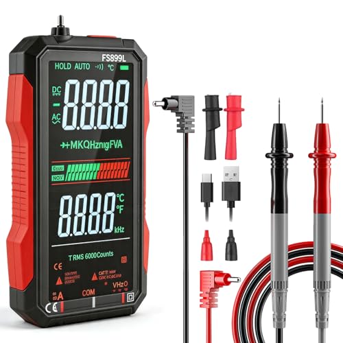USB Rechargeable Digital Multimeter Smart Automatico True Rms Professional USB Power Multi Testers Continuity Pocket Oscilloscope with Capacitor Voltmeter Megohmmeter Electrical Tools for Electrician