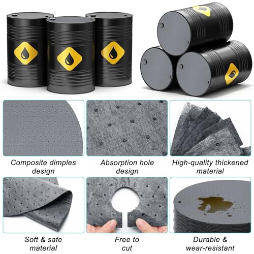 Drum Top Absorbent Pads for 55 Gallon Barrel 15 Pcs, Water Absorbent Mat Oil Spill Mat for Oil-Based & Water Based Fluids Oil Absorbent Mat