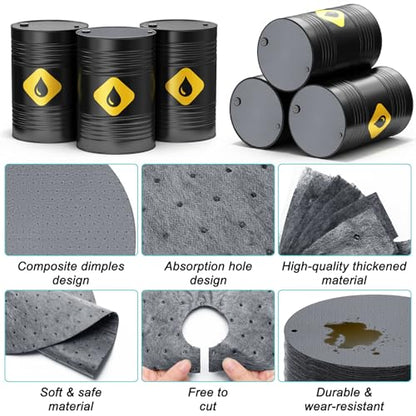 Drum Top Absorbent Pads for 55 Gallon Barrel 15 Pcs, Water Absorbent Mat Oil Spill Mat for Oil-Based & Water Based Fluids Oil Absorbent Mat