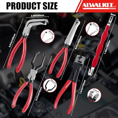 Electrical Disconnect Pliers Set, 5-Piece Professional #45 Steel Kit for Sensor, Injector & Fuel Hose Repair