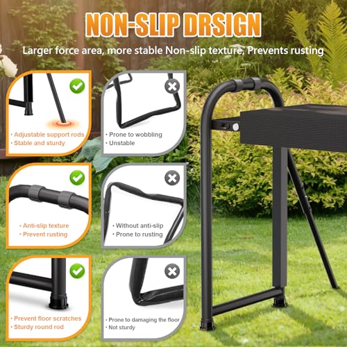 seasky Foldable Garden Kneeler and Seat, Anti-Tipping Gardening Bench Widened Thick Soft Kneeling Pad, Heavy Duty Gardening Stool with Tool Bag,Gardening Gift for Women - color: Dark Black