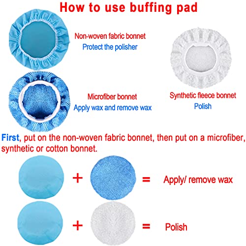 SIQUK 17 Pieces 7 Inch Buffing Pads Foam Polishing Pad Wax Buffer Polish Pads Bonnets Car Polishing Buffing Pad Buffer Attachment for Drill - size: 7 Inch