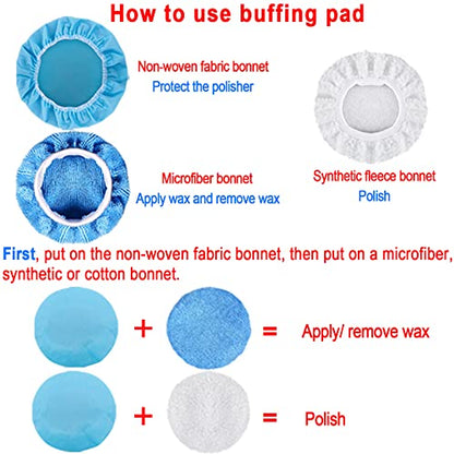 SIQUK 17 Pieces 7 Inch Buffing Pads Foam Polishing Pad Wax Buffer Polish Pads Bonnets Car Polishing Buffing Pad Buffer Attachment for Drill - size: 7 Inch