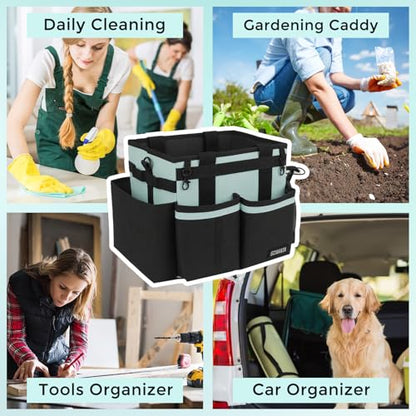 SCAVATA Compact Wearable Cleaning Caddy, Small Cleaning Supplies Organizer with Handle & Shoulder Straps for Housekeepers, Under Sink & Car Cleaning Tool Organizers Bag, Baby Blue - color: BabyBlue