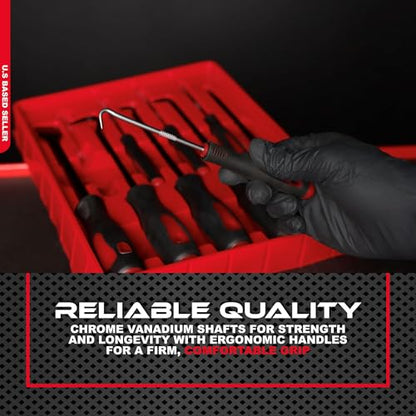 ABN Precision Scraper, Hook, and Pick 9-Piece Set – Small 6.5in and Large 10in Automotive and Electronic Tools