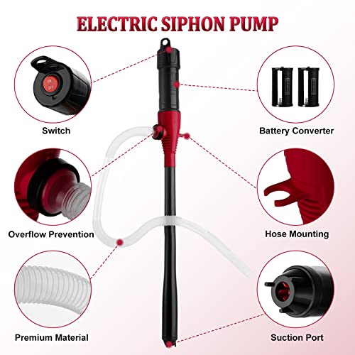 BOYISEN Battery Operated Liquid Transfer Pump, Electric Fuel Transfer Pump | for Gas Cans & Barrels, 2.2 GPM Fast Flow, Flexible Hose, for Gasoline Diesel Kerosene Oil & Water