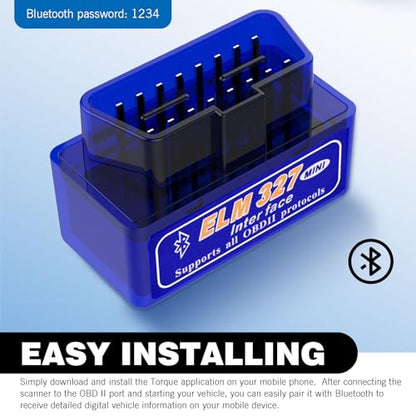 MLY OBDII Car Auto Diagnostic Scanner, ELM327 V2.1 Bluetooth OBDII Scan Diagnostic Tool, Professional Car Bluetooth Engine Fault Code Reader, Universal Car Accessories Support Android and iOS