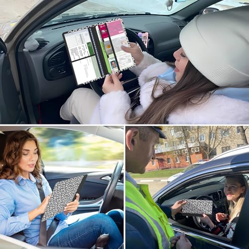 Car Registration and Insurance Holder, with Magnetic Closure for License, Cards and Documents, All Vehicle Needs and Car Accessories (Leopard-White) - color: Leopard-White