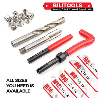 BILITOOLS M12x1.25 Thread Repair Kit, HSS Drill Helicoil Repair Kit Metric - size: M12 x 1.25, style: Metric