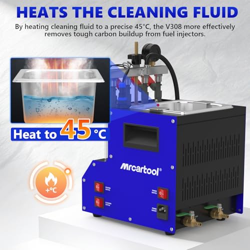 V308 Fuel Injector Cleaner Tester Machine Pulse Cleaning Gasoline Injectors | Heated Ultrasonic Cleaning,Tests Leakage,Uniformity,Atomization Tightness,Injection Volume, Fits Cars & Motorcycles - size: V308