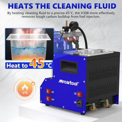 V308 Fuel Injector Cleaner Tester Machine Pulse Cleaning Gasoline Injectors | Heated Ultrasonic Cleaning,Tests Leakage,Uniformity,Atomization Tightness,Injection Volume, Fits Cars & Motorcycles - size: V308