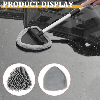 BESULEN Car Windshield Cleaning Tool, Extendable Handle Vehicle Window Cleaning Kit with 3 Reusable Pads, Automotive Interior & Exterior Windscreen Cleaner, Universal for SUV RV Truck (Triangle) - size: Triangle