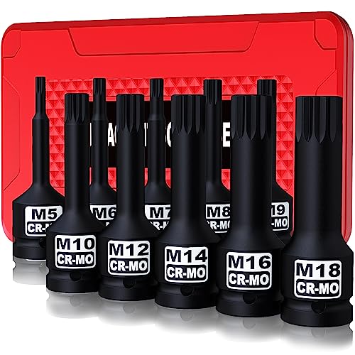 1/2" Drive Master Impact XZN Bit Socket Set, 10-Pieces: M5 - M18, Cr-Mo Steel, Heavy Duty Storage Case - size: 1/2" XZN