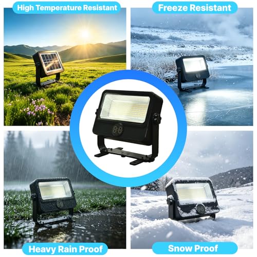 90W Solar Rechargeable Work Light 9000LM, 348 LEDs, 4800mAh, 10H Runtime, IP66 Rainproof, 5 Modes – Portable LED Solar Work Light for Emergency, Camping & Repair