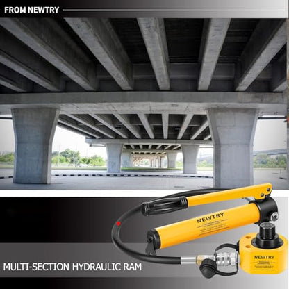 NEWTRY 20T Low Profile Hydraulic Jack Porta Power Kit + CP-180 Manual Hydraulic Hand Pump Multi Section Jack, 1.18” Stroke Industrial Mini Hydraulic Cylinder - size: 20T Hydraulic Jack + cp-180 Pump
