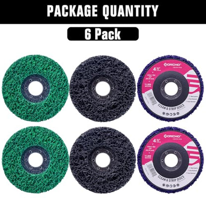 Stripping Discs 4-1/2" Paint & Rust Removal Wheels for Angle Grinder, Paint Rust Oxidation Weld Scale & Coating Removal Stripping Wheels, Multi-Color Abrasive Disc Set 6-Pack（Black Purple Green） - color: PURPLE&BLUE&BLACK