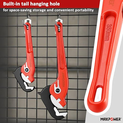 MAXPOWER 10"&14" Pipe Wrenches, 2-Piece Self-Adjusting Pipe Wrench, Rapid Grip Quick Self-Adjust Plumbing Wrench for Household Maintenance - size: 10"&14"