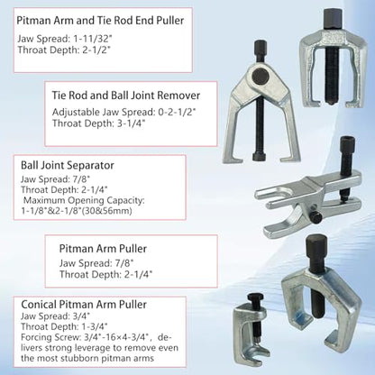 5-Piece Professional Front End Service Tool Kit | Pitman Arm Puller, Ball Joint Separator & Tie Rod Remover for Precision Auto Repair