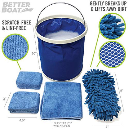 Boat Cleaner and Car Wash Sponges, Non-Scratch Microfiber Sponge and Wash Cloths, Complete Cleaning Kit for Interior, Exterior, Seats, Fiberglass Boat Hull, and Car, Washing and Detailing Supplies