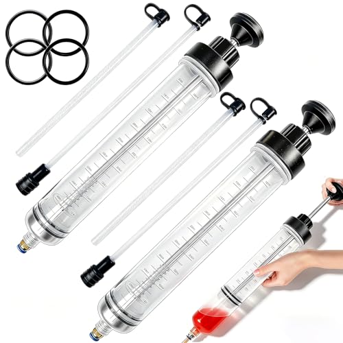 2 Pack 500 CC Fluid Extractor for Oil Gasoline, Multi-Purpose Syringe for Liquid Transfer, Fuel Stabilizer Compatible Fluid Evacuator for Garage Boat Marine Engine Maintenance - color: 2PCS-500CC