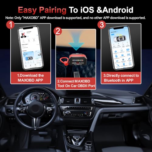 KONNWEI KW906 Red OBD2 Scanner Bluetooth (Red) - color: Red
