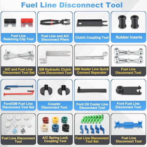 45pcs Master Quick Disconnect Tool Set, Fuel Line Disconnect Tool Kit for Automotive A/C Fuel & Transmission Systems,Fuel Line Removal and Separator Tool Compatible with GM Ford Chrysler Chevy