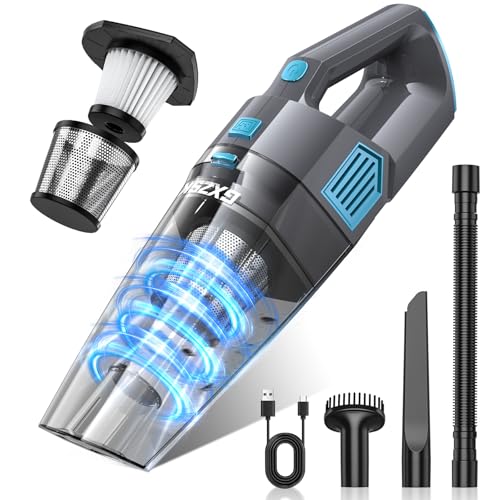 Gxzsk Handheld Vacuum Cordless, 15000PA Strong Suction Hand Held Car Vacuum Cleaner Rechargeable, Portable Hand Vacuum with Multi-Nozzles & Washable Filter for Home Office, Car, Pets - color: Gray & Blue