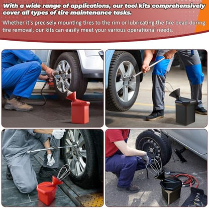 Angled Tire Lube Bucket Kit,for Coats Center Post Changers, 12.6" Length,1.25 Quart Capacity,with 4 Lube Swabs,Durable & Efficient Tire Mounting Lubricant Container for Professional Use(Red) - size: Angled Tire Lube Bucket Kit-Red