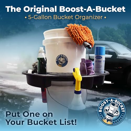 5 Gallon Car Wash Bucket Organizer Car Detailing Caddy - Cart Holds Spray Bottles, Auto Cleaning Supplies & Car Washing Tools and Accessories - Buckets & Dolly Sold Separately