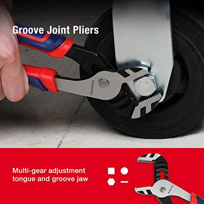 WORKPRO Pliers Set, 5-Piece Premium Cr-V Pliers Kit with Storage Pouch | 6 Inch Slip Joint, Long Nose, Diagonal Cutter, 8 Inch Groove Joint, 7 Inch Linesman, Ergonomic Grip, for Basic Repair - size: 5-piece