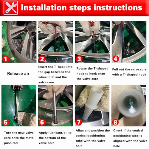 Quick Change Tire Valve Stem Core Removal Tool Kit, Fast Replacement Repair Tool for Leaky Valve, Fits Car Motorcycle ATV Truck