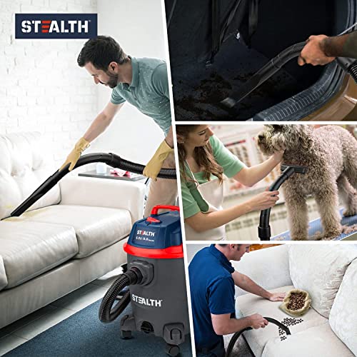 Stealth Wet/Dry Vacuum 5 Gallon, 5.5 Peak HP Shop Vacuum with Blower & Drain Port for Home Clean, Garage Clean, Car Detailing, Workshop, ECV05P2 Small Shop Vac