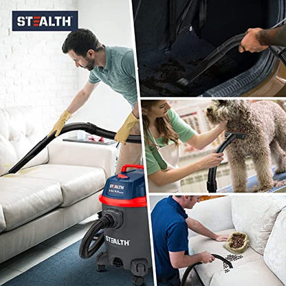 Stealth Wet/Dry Vacuum 5 Gallon, 5.5 Peak HP Shop Vacuum with Blower & Drain Port for Home Clean, Garage Clean, Car Detailing, Workshop, ECV05P2 Small Shop Vac