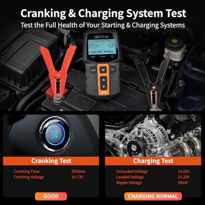 Car Battery Tester 12V BA100, 100-2000 CCA Automotive Battery Load Tester | Digital Alternator & Charging System Diagnostic Tool, Cranking Tester for Cars, Motorcycles, ATV, SUV, Boats, Marine & RV