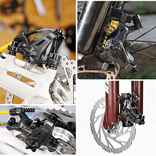 TOBWOLF 1 Pair Mechanical Disc Brake Kit, MTB Front & Rear Disc Brake Caliper with 160mm Rotor, Dual Piston Mechanical Brake Set, Bicycle Accessories for Mountain Bike, Road Bike, BMX - Black - color: Mechanical Disc Brake Set - Dual Piston （Black）