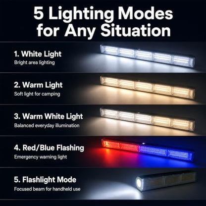 Professional Underhood Work Light, Slim LED Mechanic Light Bar with Heavy-Duty N52 Magnets, 7500mAh Rechargeable Automotive Repair Light for Engine Bay, Chassis, Shop