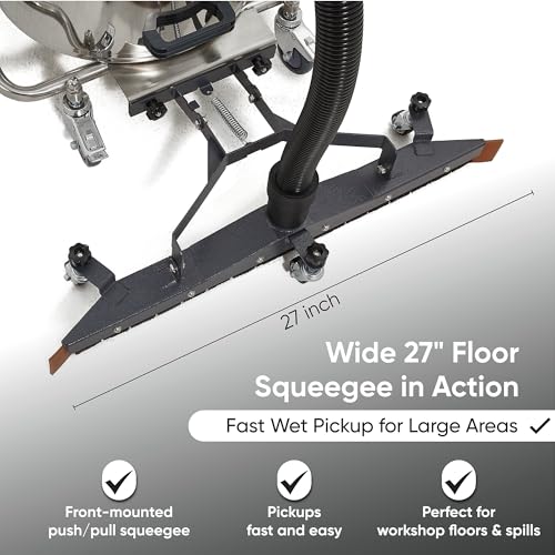 Dapper Supply 21 Gallon Heavy-Duty Industrial Wet/Dry Vacuum, Dual Motor, 3.3 HP, 222 CFM, 27" Squeegee, 120V/20A Plug, 2 Year Warranty - Ideal for Construction Sites, Warehouses & Industrial Cleanup - size: 21 Gal