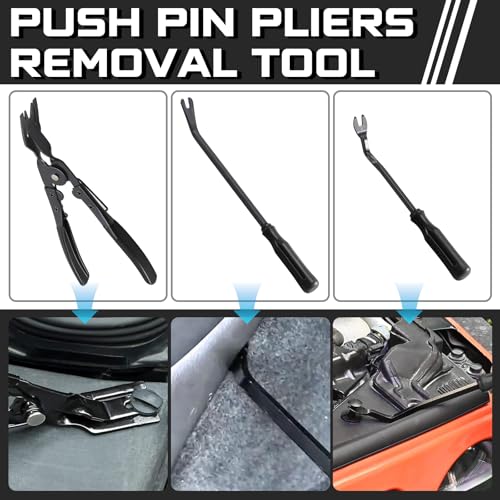330pcs Car Trim Removal Tool Set - Auto Upholstery Pry Kit with Clip Pliers, 120 Retainer Clips, Stereo Keys, Hooks. POM Plastic Dashboard Door Panel Fastener Remover (330Pcs-BLACK) - style: 330Pcs-BLACK
