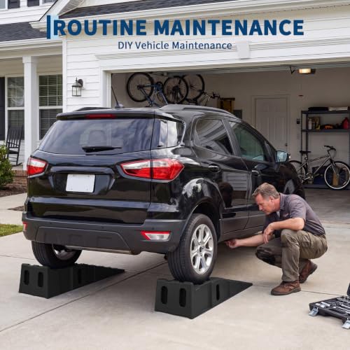 Garvee 2 Pack Low Profile Car Service Ramps, 6 t Heavy Vehicle Lift Ramps | 12000 LB Heavy Duty Vehicle Lift Ramps, 6.7" Lift Height Portable Auto Ramp for Home Garage Oil Change Maintenance Repair - size: 6T