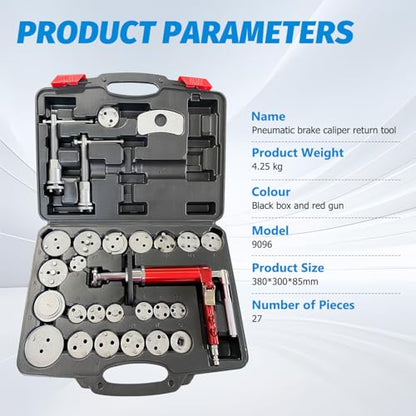 Angchun Pneumatic Brake Caliper Compression Tool, 28-Piece Heavy Duty Disc Brake Caliper Piston Compressor Rewind Tool Set Wind Back Tool Kit with 23 Adapters for Brake Pad Replacement Reset - size: 28PCS Pneumatic Brake Caliper Compression Tool