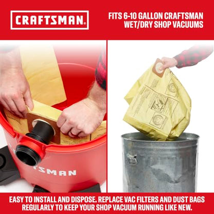 CRAFTSMAN CMXEVBE18590 9 Gallon 4.25 Peak HP Wet Dry Shop Vacuum - size: 9 Gal 4.25 Peak HP w/ Dust Bags