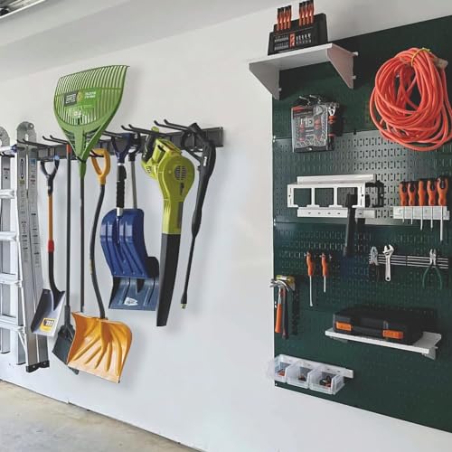 Aking Ace Wall Mount Tool Storage Rack, Heavy Duty Garage Storage Tool Organizer, Garden Tool Wall Hooks and Hangers, Hold Up to 350lbs (Black 6pcs) - size: 32inch