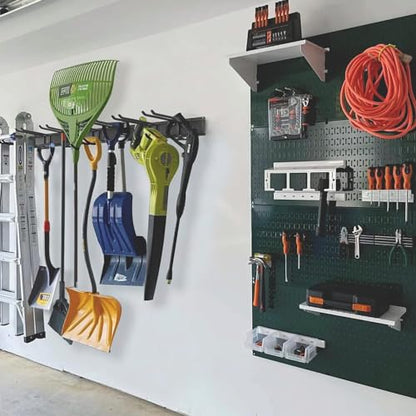 Aking Ace Wall Mount Tool Storage Rack, Heavy Duty Garage Storage Tool Organizer, Garden Tool Wall Hooks and Hangers, Hold Up to 350lbs (Black 6pcs) - size: 32inch