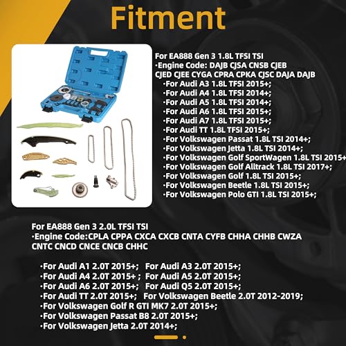 Timing Chain Kit with Timing Tool,For EA888 Gen 3 1.8/2.0L TFSI TSI | For Audi A1/A3/A4/A5/A6/A7/Q5/TT 2014+,For Volkswagen for Vw Jetta/Passat/Golf/Beetle/Polo 2014+, 06K115225L 06H105209AT