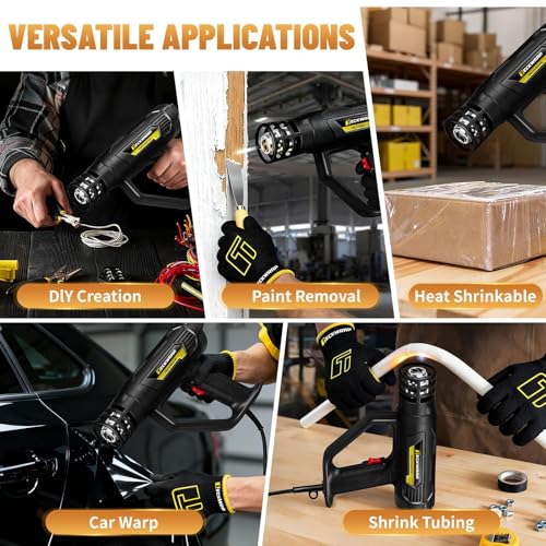 TECKWRAP Heat Gun 2000W 110V with LCD Display, Adjustable Hot Air Gun for Vinyl Wrap, Shrink Wrap, Paint Removal & DIY Crafts (122–1202°F)