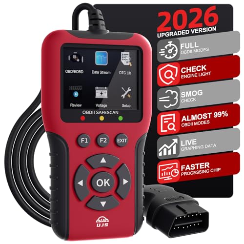 2026 Enhanced Universal OBD2 Scanner, Check Engine Code Reader - 65000+ Fault Codes, Live Data, I/M Readiness, Battery Voltage Check, Read & Clear Error Codes for All OBDII Protocol Car 1996+(Red) - color: Red